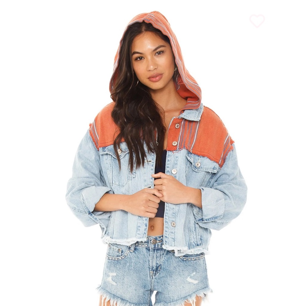 Cropped Jean Jacket with hoodie by Free People